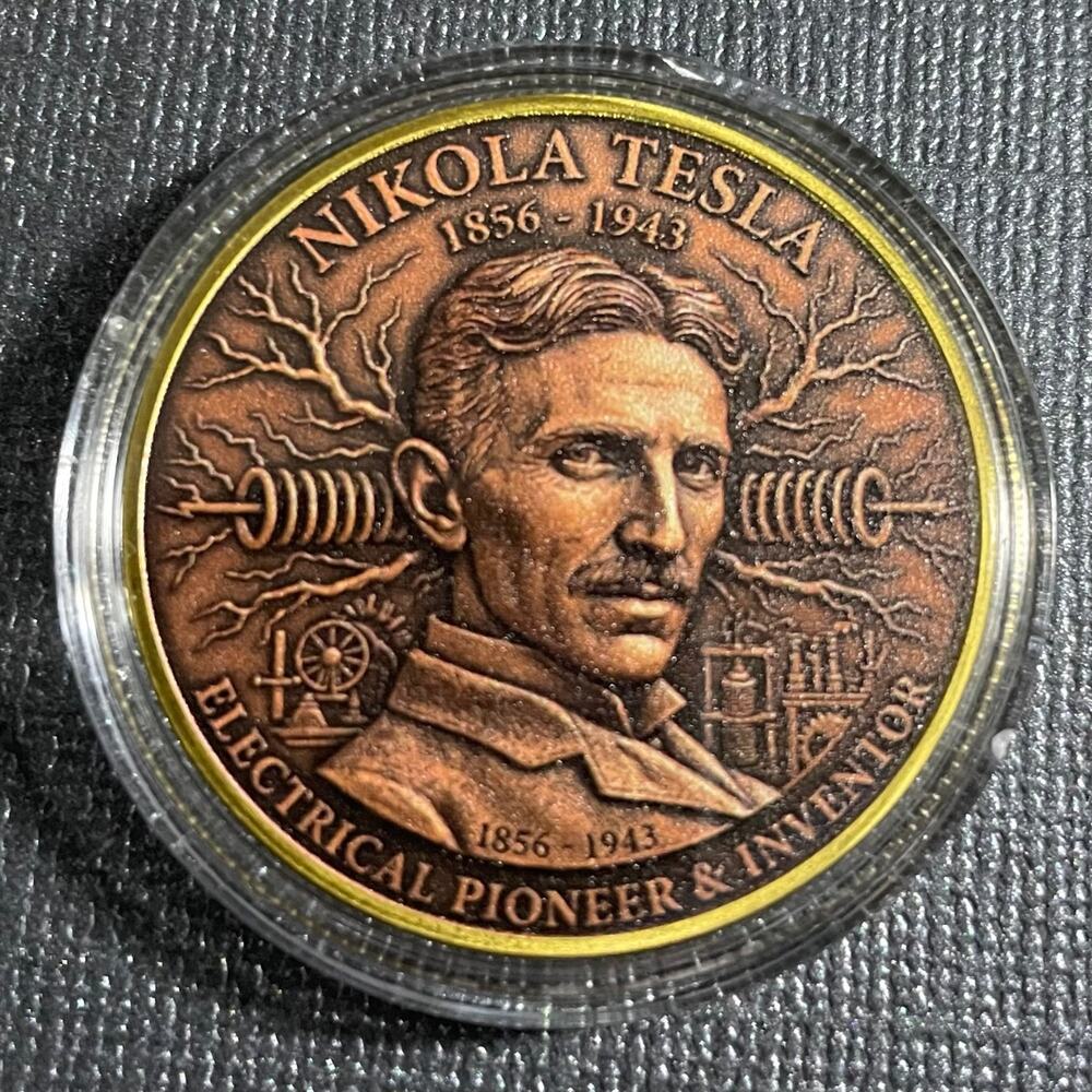 Nichola Tesla 1856 - 1943 Electrical Pioneer & Inventor Collectible Coin & Case